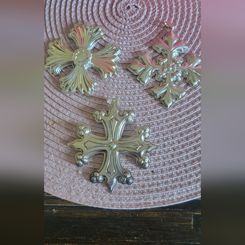 Reed & Barton Sterling Christmas Cross Ornaments